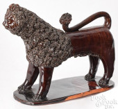 REDWARE LION, 19TH C., WITH CO