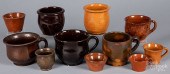 REDWARE MUGS AND SMALL CROCKS,