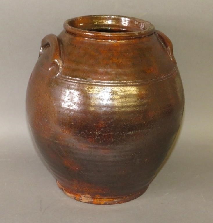 REDWARE OVOID JARca. 1845; rolled
