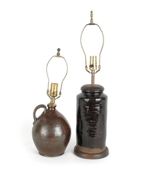 Redware ovoid jug converted to an