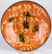 REDWARE PIE PLATE, 19TH C.<br>