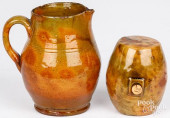 REDWARE PITCHER AND MINIATURE