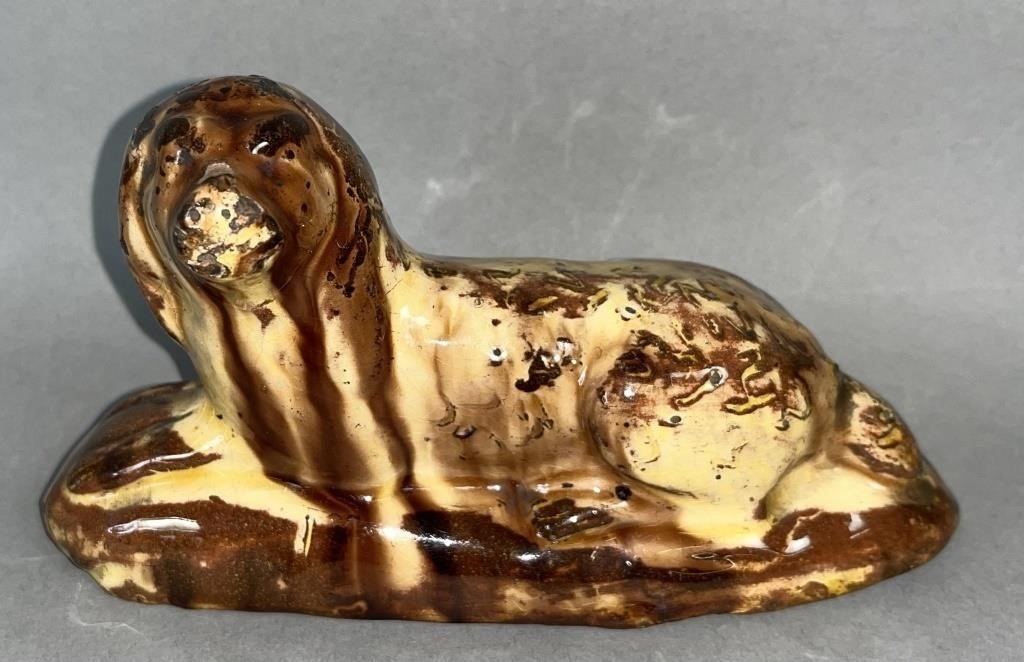 REDWARE RECUMBENT DOG FIGURINE