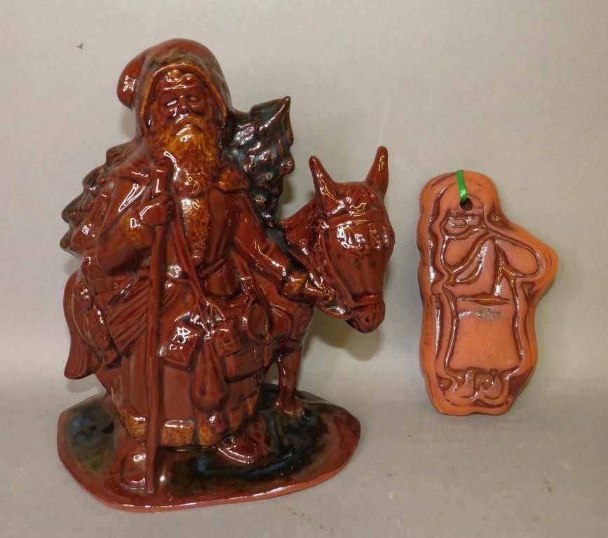 REDWARE SANTA ORNAMENT & FIGURE