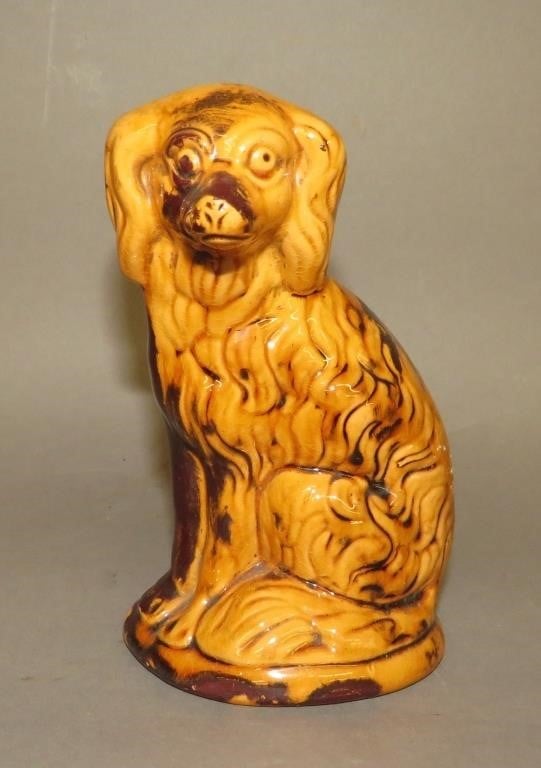 REDWARE SEATED DOG BANKca. 1880;