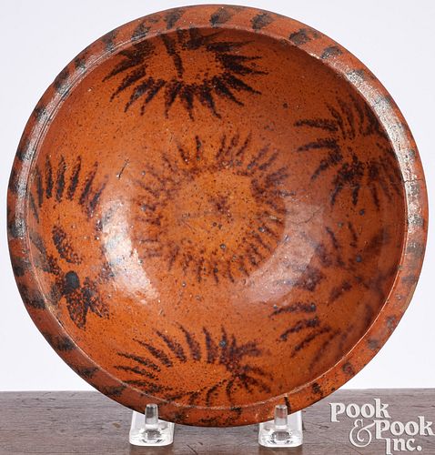 REDWARE SHALLOW BOWL, 19TH