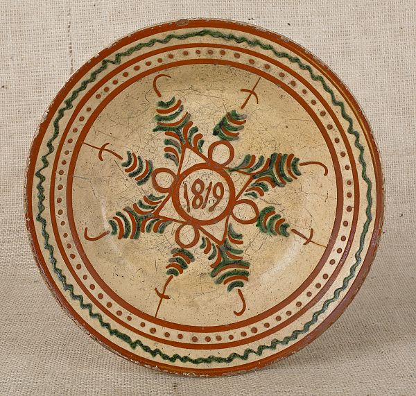 Redware shallow bowl dated 1819