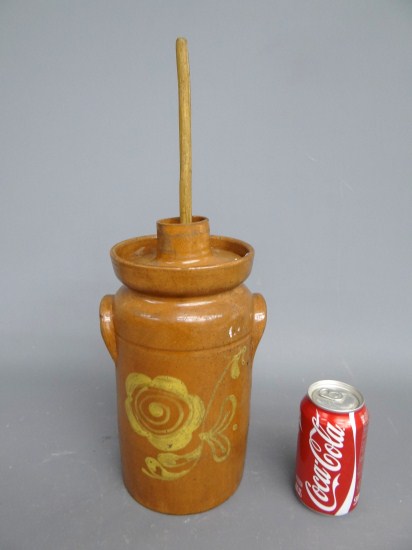 Redware slip decorated butter