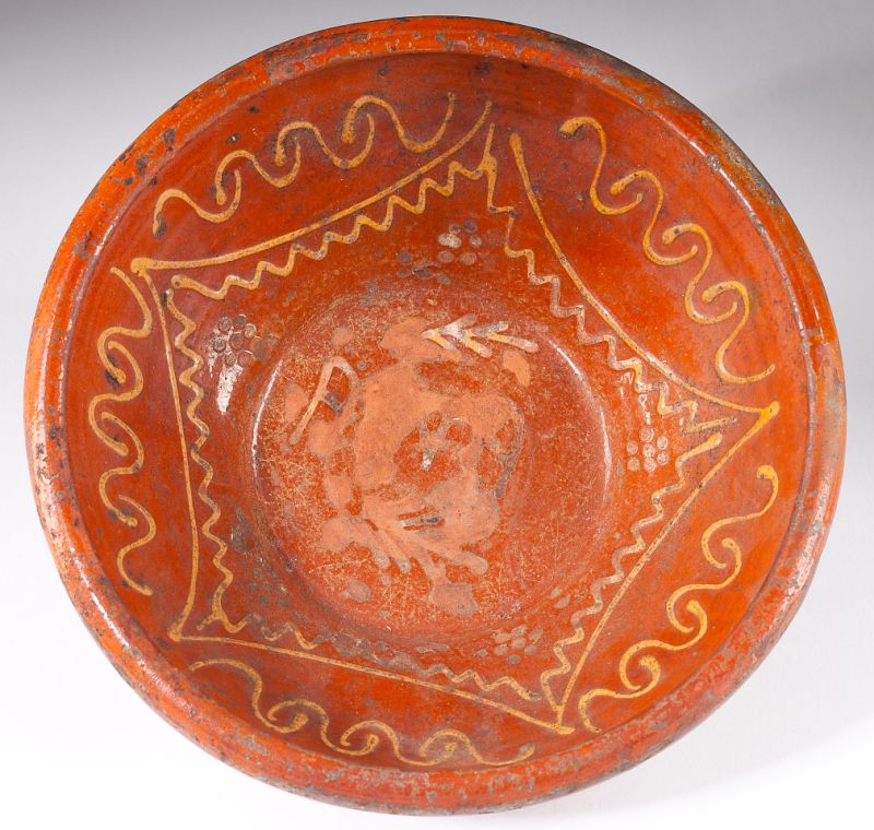 Redware Slip Decorated Mixing