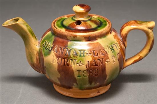 Redware spinach glazed diminutive