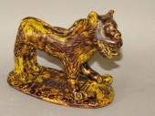 REDWARE STANDING LION FIGURINE