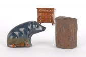 Redware stump bank 19th c. 4 1