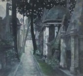 REED, CEMETERY VIEW, OIL ON BO