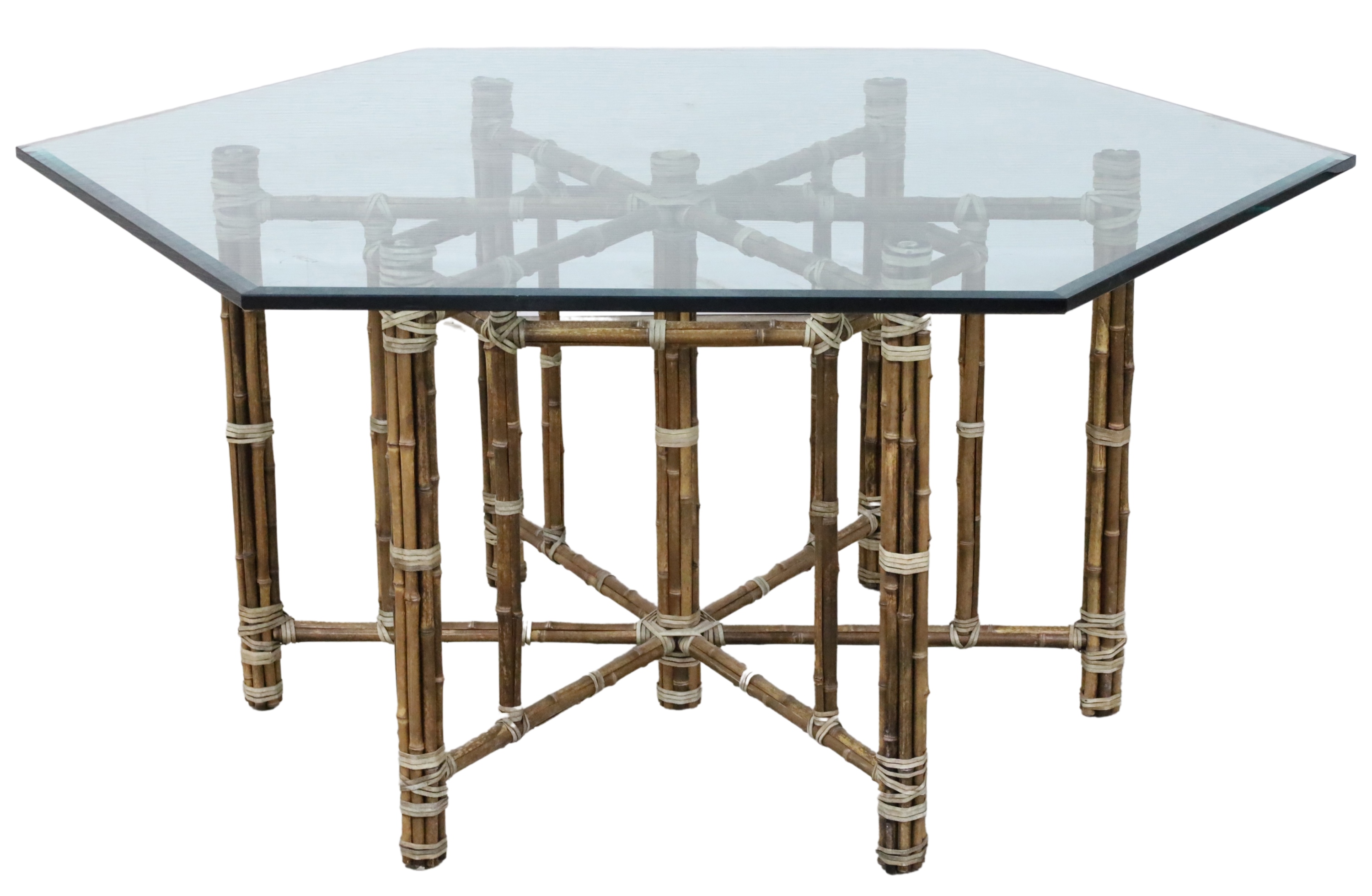 REEDED BAMBOO AND GLASS TOP