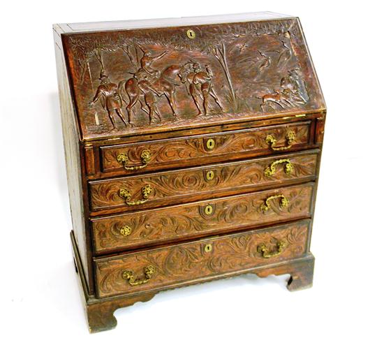 Regence inspired oak slant lid desk