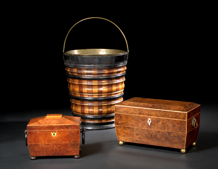 Regency Amboyna Tea Caddy,  first