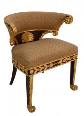 REGENCY BARREL BACK ARMCHAIR,