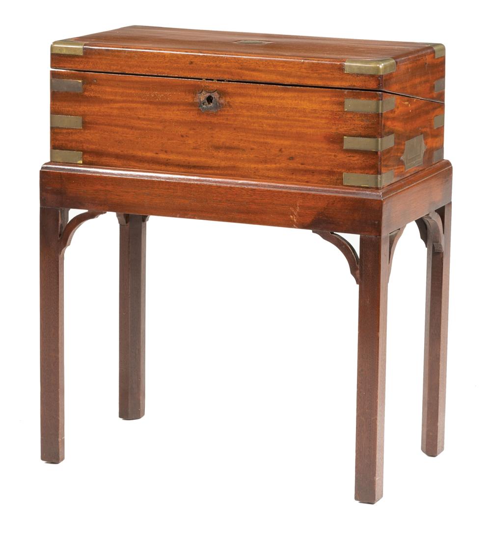 REGENCY BRASS-BANDED MAHOGANY LAP