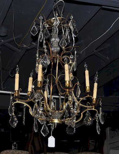 REGENCY BRASS & CRYSTAL SCROLLED