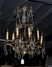 REGENCY BRASS & CRYSTAL SCROLL