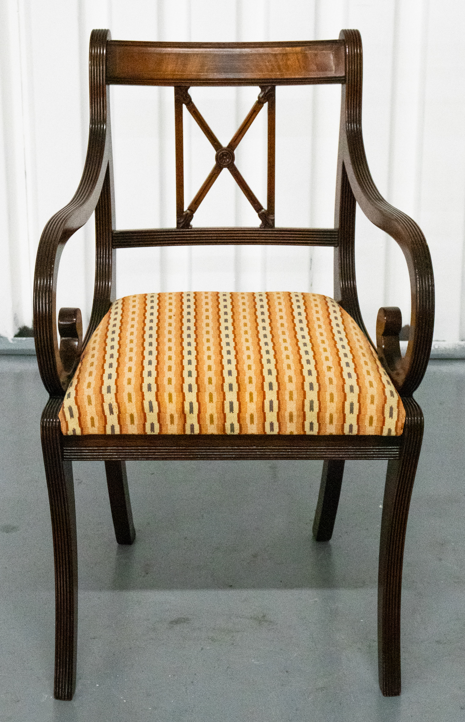 REGENCY BRASS INLAID ARMCHAIR