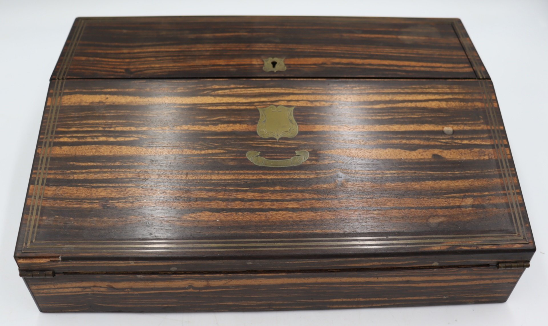 REGENCY BRASS INLAID CALAMANDER LAP