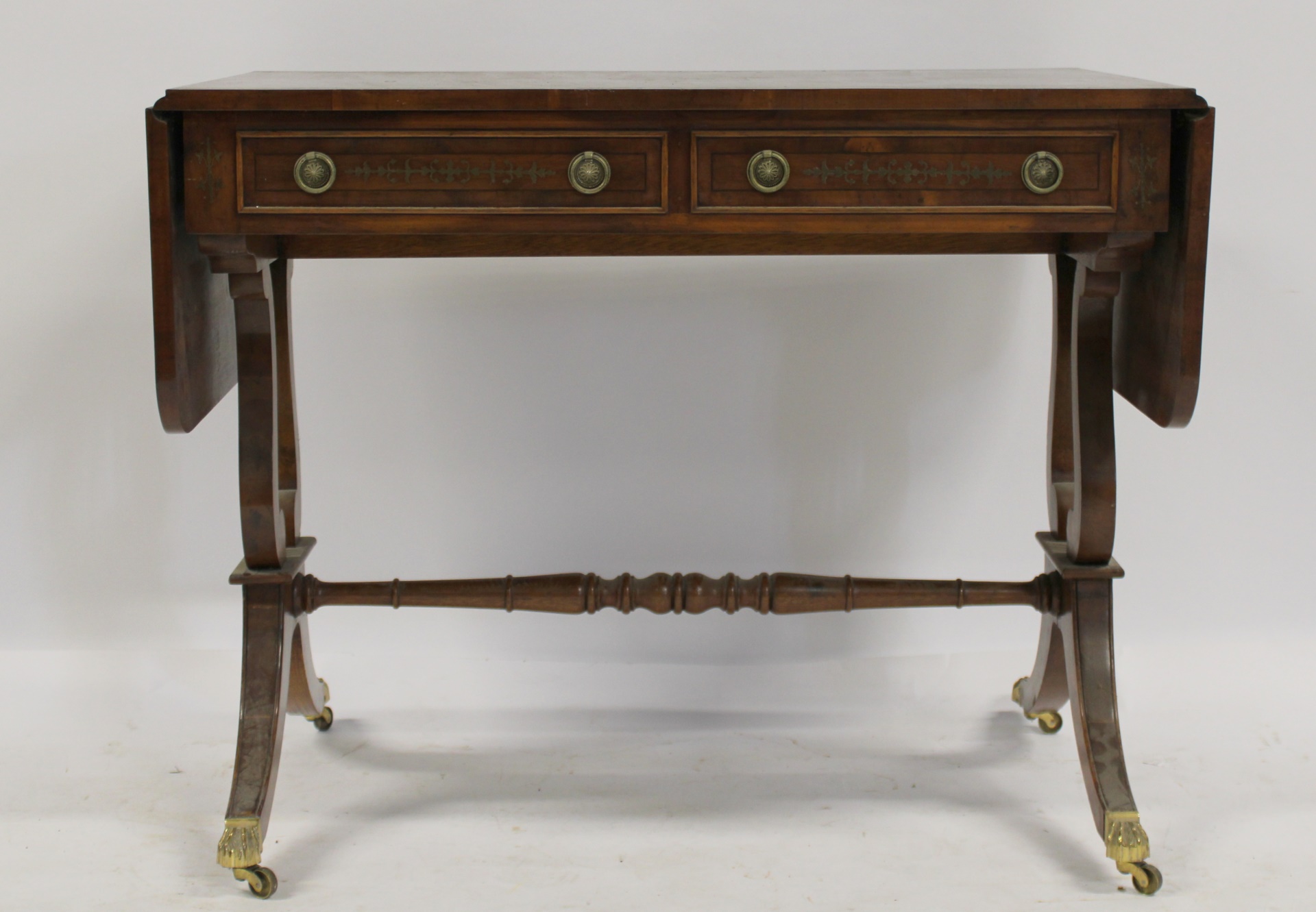 REGENCY BRASS INLAID DROP SIDE SOFA