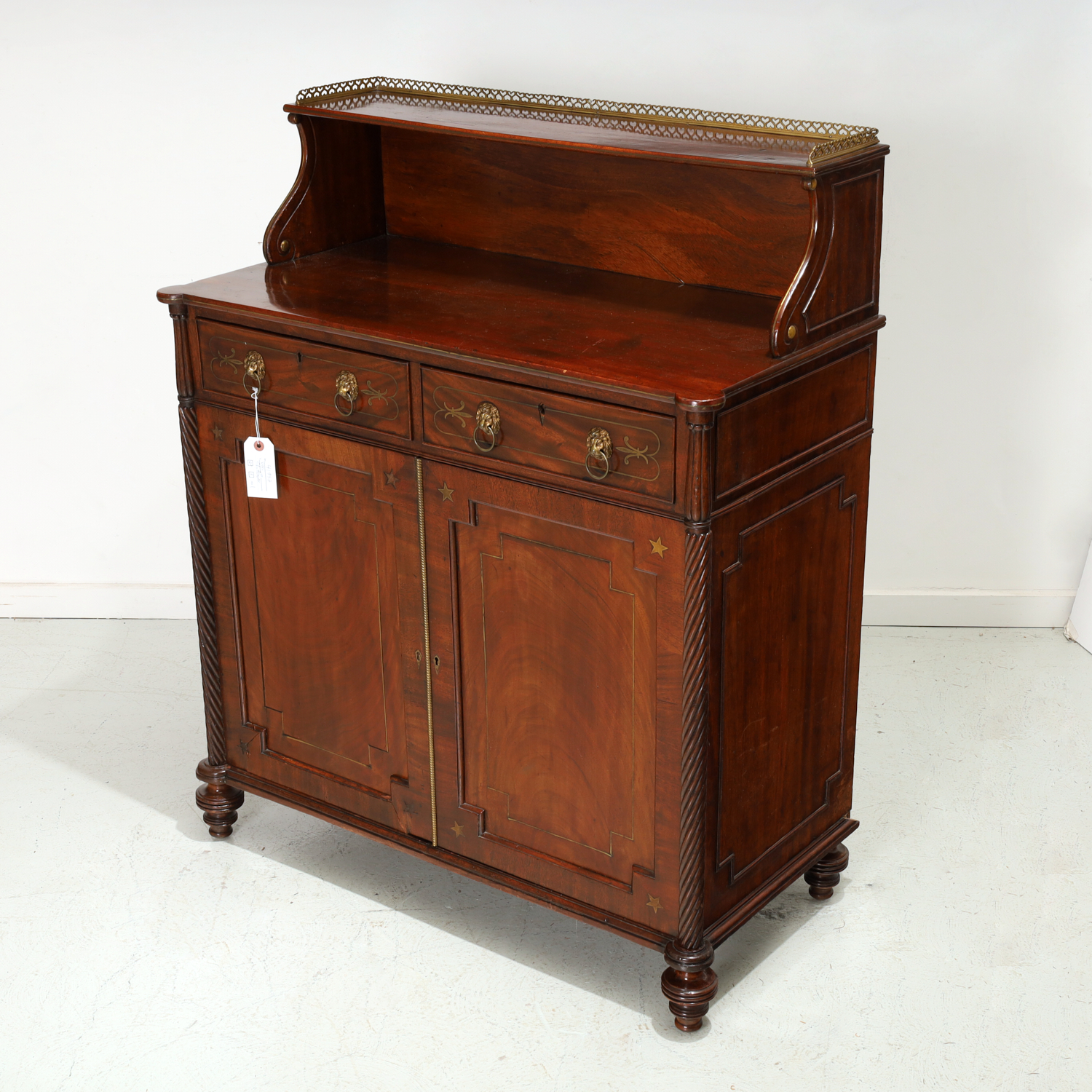 REGENCY BRASS INLAID MAHOGANY
