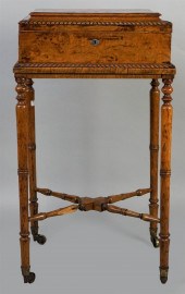 REGENCY BURLED OAK BOX ON STAN