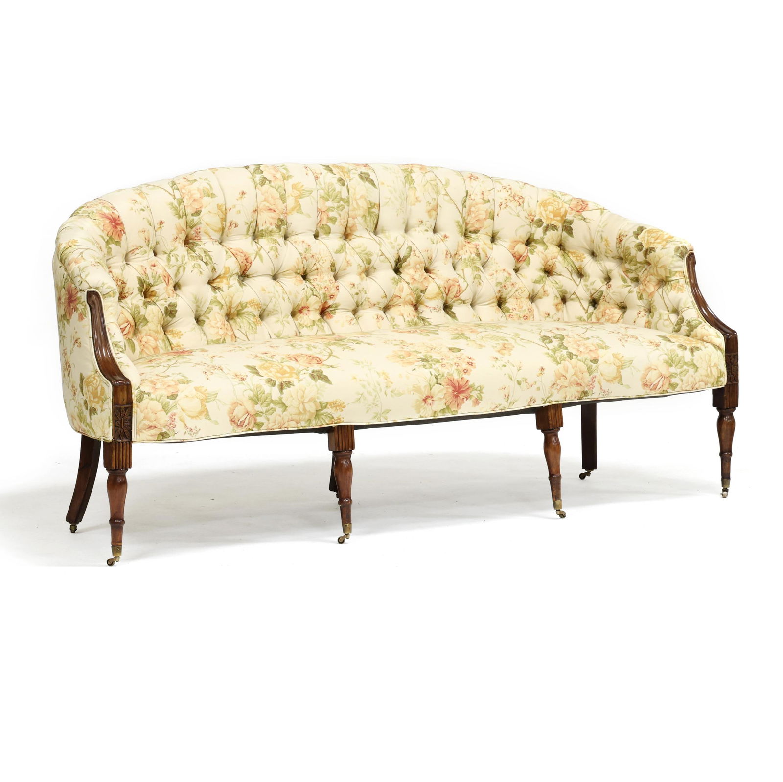 REGENCY CARVED MAHOGANY BARREL BACK