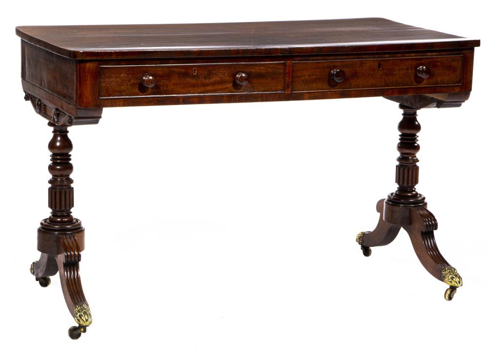 REGENCY CARVED MAHOGANY LIBRARY