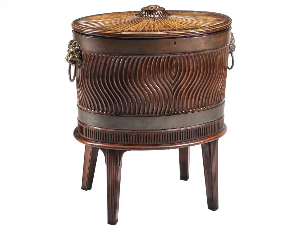 REGENCY CARVED MAHOGANY WINE CELLAR