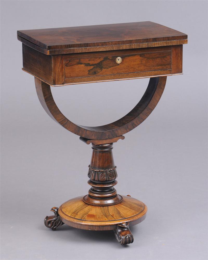 REGENCY CARVED ROSEWOOD SEWING