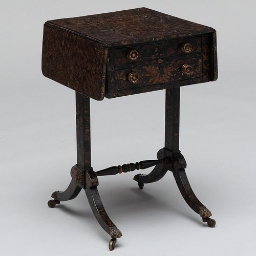REGENCY EBONIZED AND DECOUPAGE