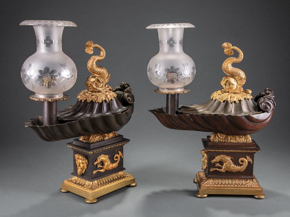 REGENCY GILT AND PATINATED BRONZE