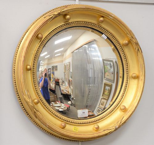 REGENCY GILT CONVEX MIRROR, DIA.
