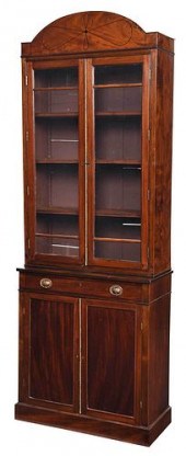 REGENCY INLAID MAHOGANY BOOKCA