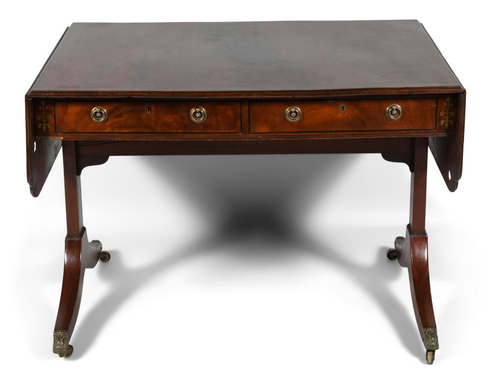 REGENCY INLAID MAHOGANY SOFA TABLE,