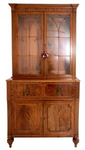 REGENCY MAHOGANY BOOKCASE SECR