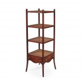 REGENCY MAHOGANY CANED WHATNOT