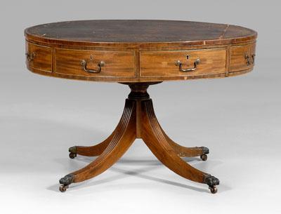 Regency mahogany drum table, drum