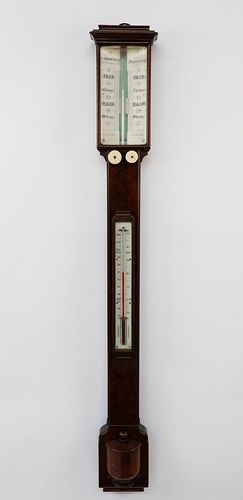 REGENCY MAHOGANY STICK BAROMETER,