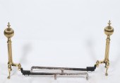 REGENCY MANNER BRASS ANDIRONS,