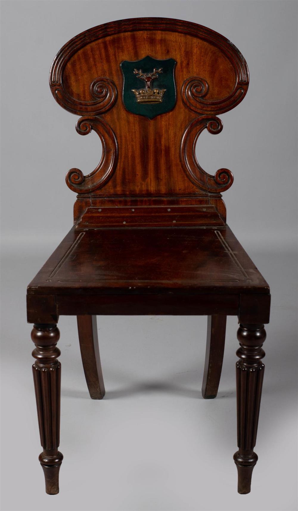 REGENCY POLYCHROMED MAHOGANY HALL