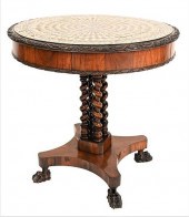 REGENCY ROSEWOOD DRUM TABLE, H