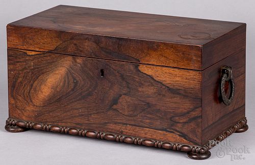 REGENCY ROSEWOOD TEA CADDY, 19TH