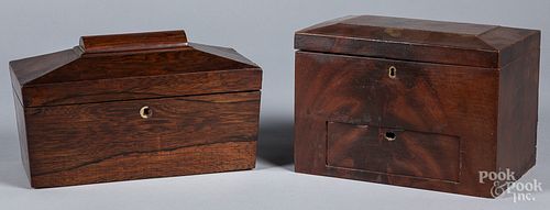 REGENCY ROSEWOOD TEA CADDY, EARLY