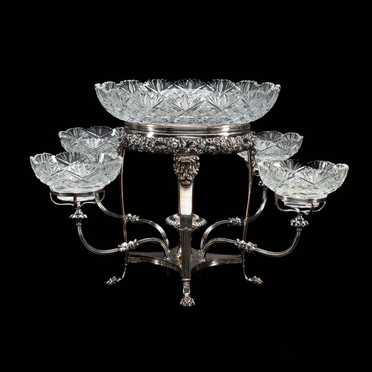REGENCY SHEFFIELD PLATE & CUT GLASS