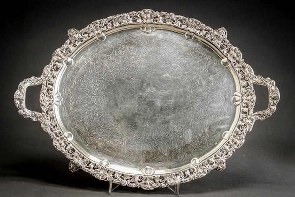REGENCY SILVER TWO-HANDLED FOOTED