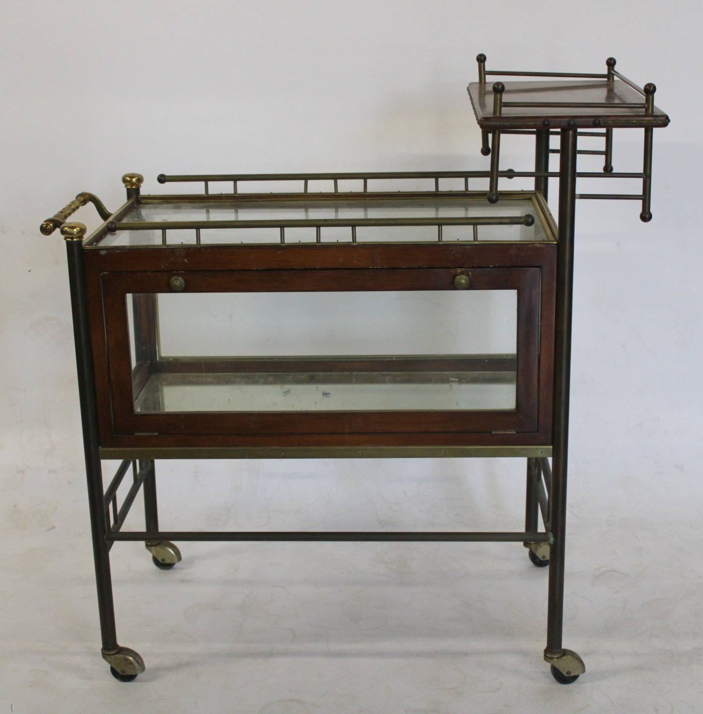 REGENCY STYLE BRASS & GLASS SERVING